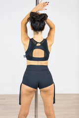 Short con Tiras  Pole Dance Strapped Bottom "CRAYON COLLECTION" NEGRO
