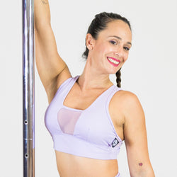 CRAYON Top Deportivo Pole Dance MALVA Alta Sujeción Escote Transparente