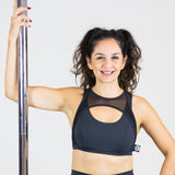 Top Deportivo Pole Dance CRAYON NEGRO Doble Alta Sujeción Transparente