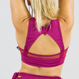 Top Deportivo Pole Dance CRAYON CHERRY Alta Sujeción Escote Transparente