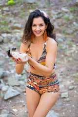 Short Culotte Pole Dance "PACHAMAMA COLLECTION" Feather Basic Bottom