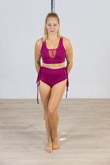 Top Deportivo Pole Dance CRAYON CHERRY Alta Sujeción Escote Transparente