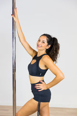 Top Deportivo Pole Dance CRAYON NEGRO Doble Alta Sujeción Transparente