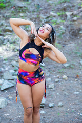 Top Deportivo Alta Sujeción Doble con transparencia "PACHAMAMA COLLECTION" Blossom