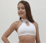 Top Sujetador Deportivo TEEN WHITE CHIC Neckline Sport Bra Pole Dance