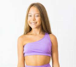 Top Pole Dance Fitness Lavanda 1 Hombro TEEN / Pole Dance Sport Bra Lavender 1 Shoulder TEEN